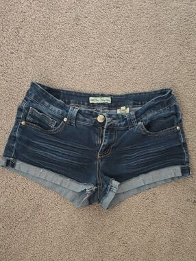 Paris Blues Dark Blue Rolled-Hem Denim Shorts